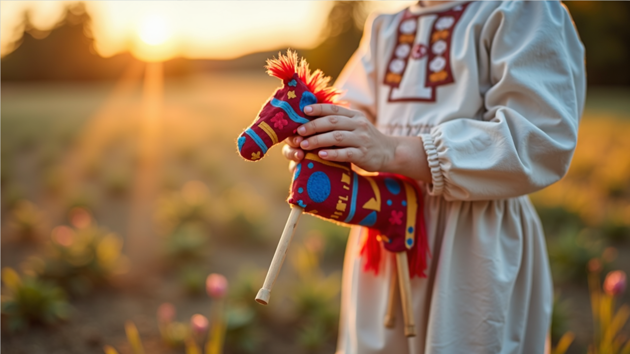 Child making a hobby horse